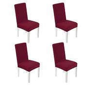 WANYI 4 Pezzi Coprisedie Sala da Pranzo Universale Coprisedie con Schienale Elasticizzato Lavabile Copertura della Sedia con Banda Elastica per Una Misura Universale (Vino Rosso)
