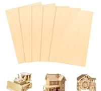 WANYI 5 Pezzi Compensato Pannello Legno 100 x 100 x 4mm Fogli di Compensato Balsa Legno per Pirografia, Progetti, Bricolage Pittura Modellismo