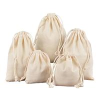 WANYI 5 Pezzi Sacchetti in Stoffa con Cotone 10x12cm Sacchetti Cotone con Coulisse Sacchettini Bomboniere da Dipingere e Riempire Sacchetto Stoffa per Regalo Compleanno Matrimonio