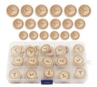 WANYI 80 Pezzi Bottoni Legno 'Handmade with Love' Naturale Bottoni Rotonda in Legno con Scatola 15 mm/20 mm/25 mm Wooden Buttons per il Cucito e Decorazioni Fai-da-te (B)