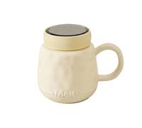 Wanyidaxing Grande tazza da caffè in ceramica, 450 ml, con coperchio a specchio e cucchiaio, per caffè, tè, cioccolata calda, design con manico grande, adatta al microonde e alla lavastoviglie