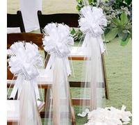 WANYIG 4 pezzi di decorazione per auto, fiocchi per auto, fiocchi, fiocchi, per sedie con 4 pezzi, in tulle, decorazione per matrimoni, compleanni, Natale, feste (bianco, 4 pezzi)