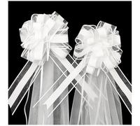 WANYIG 4 pezzi di decorazione per auto, fiocchi per auto, fiocchi, fiocchi, per sedie, con 4 pezzi, in tulle, decorazione per matrimoni, compleanni, Natale, feste, colore bianco, 8 pezzi