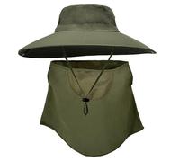 WANYIG Cappello Uomo per Estivo Impermeabile Cappello da Pescatore Uomo Donna a 13.5cm Tesa Larga Cappello da Sole Boonie Hat per Safari Trekking con Protezione per Il Collo(Verde Militare)