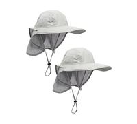 WANYING 2 Pezzo Unisex Protezione UV Cappello da Sole con Protezione del Collo 12cm Grande Tesa di attività all'Aria Aperta - Grigio Chiaro