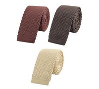 WANYING 3 × Uomo 5,7cm 2.25" Cravatta Ristretto Lavorata a Maglia Skinny Stretta Cravatta a Maglia Stile Retrò Vintage Casual Da lavoro Basic per Gentlemen - Marrone & Marrone Scuro & Beige