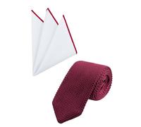 WANYING Cravatta da uomo, 7 cm, stretta e 24 cm, set di fazzoletti da taschino, cravatta a maglia, cravatta a maglia, cravatta a maglia, bordeaux 03, Cravatta blu scuro 03, 7*148cm, 24*24cm
