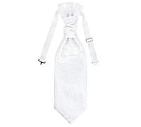 WANYING Cravatta da Uomo Plastron Pre-legata con Chiusura a Gancio Regolabile per Matrimonio Accessori per lo Sposo - Paisley Bianco