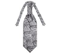 WANYING Cravatta da Uomo Plastron Pre-legata con Chiusura a Gancio Regolabile per Matrimonio Accessori per lo Sposo - Paisley Grigio Scuro