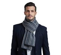 WANYING Sciarpa di Lana da Uomo con 65% Cachemire e 35% Lana Sciarpa a Maglia di Cashmere da Uomo Super Calda Morbida Casual Business - a Righe Antracite & Beige Scuro