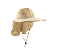 WANYING Unisex Protezione UV Cappello da Sole con Protezione del Collo 12cm Grande Tesa di attività all'Aria Aperta - Cachi Chiaro