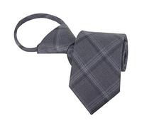 WANYING Uomo 7cm 2.75" Cravatta Stretta Pre-annodata con Chiusura Lampo Business Casual Lunghezza 48 cm - A03 tartan check grigio scuro