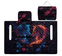 Wanyint Asciugamano per sedile del golf cart, pieghevole e compatto per il trasporto, 130 x 76 cm, adatto per EZGO/Club Car, 4 scomparti, strato comfort trapuntato, motivo lupo con fiamma di ghiaccio