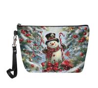 Wanyint Borsa per cosmetici con stampa di lupo per donne e ragazze, impermeabile, alla moda, borsa per il trucco, Fiocco di pupazzo, Taglia unica