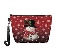 Wanyint Borsa per cosmetici con stampa di lupo per donne e ragazze, impermeabile, alla moda, borsa per il trucco, Pupazzo di neve rosso, Taglia unica