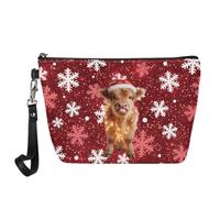 Wanyint Borsa per cosmetici con stampa di lupo per donne e ragazze, impermeabile, alla moda, borsa per il trucco, Highland Cow Fiocco di neve Rosso, Taglia unica