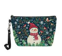 Wanyint Borsa per cosmetici con stampa di lupo per donne e ragazze, impermeabile, alla moda, borsa per il trucco, Pupazzo di neve U, Taglia unica