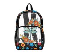 Wanyint Borsa trasparente resistente del PVC di 17 pollici dello zaino trasparente per l'università, vedere attraverso lo zaino della scuola con le tasche multiple, Libellula Floreale, One Size