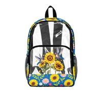 Wanyint Borsa trasparente resistente del PVC di 17 pollici dello zaino trasparente per l'università, vedere attraverso lo zaino della scuola con le tasche multiple, Colibrì Girasole, One Size, Casual