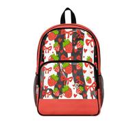 Wanyint Borsa trasparente resistente del PVC di 17 pollici dello zaino trasparente per l'università, vedere attraverso lo zaino della scuola con le tasche multiple, Cuore Fiocco Fragola Rosso, One