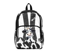 Wanyint Borsa trasparente resistente del PVC di 17 pollici dello zaino trasparente per l'università, vedere attraverso lo zaino della scuola con le tasche multiple, Mucca Daisy Nero, One Size, Casual