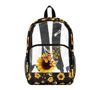 Wanyint Borsa trasparente resistente del PVC di 17 pollici dello zaino trasparente per l'università, vedere attraverso lo zaino della scuola con le tasche multiple, Girasole Farfalla Nero, One Size
