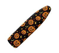 Wanyint Copriasse da stiro a forma di zucca, luna e stella, adatto per asse da stiro di dimensioni standard, lavabile, in morbido tessuto, con tasca per il naso, per decorazioni di Halloween, 139,7 x