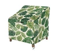 Wanyint Coprisedia impermeabile per sedie da giardino, antivento, antipolvere, con schienale alto, protezione per mobili da giardino, 96 x 96 x 92 cm, motivo foglia di Monstera verde