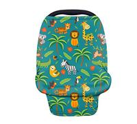 Wanyint - Coprisedile per auto, motivo animale, con stampa di animali, per bambini, multiuso, per allattamento, per la spesa, seggiolone e passeggino, per seggiolino auto (verde)