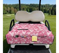 Wanyint Coprisedile per golf cart con design pieghevole e maniglia per il trasporto, trapuntato, universale, 130 x 76 cm, per EZGO/Club Car 2 posti, 4 tasche, motivo a cuori rosa