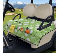 Wanyint Coprisedile trapuntato per carrello da golf, si piega come una borsa con manico per un facile trasporto, misura universale 130 x 77 cm per auto da club EZGO a 2 posti, 4 tasche, stampa verde