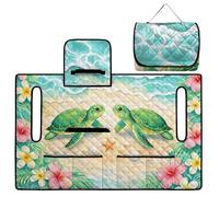 Wanyint Coprisedili per carrello da golf, adatti per auto da club EZGO, accessori per cuscini di seduta leggeri, pieghevoli, stile borsa compatta, 130 x 76 cm, tartaruga marina spiaggia ibisco