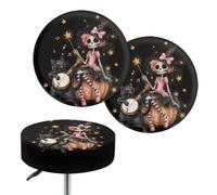 Wanyint Coprisedili rotondi per sgabello da bar, elastici, 35-40 cm, per bagno, decorazione per la casa di Halloween, 2 pezzi
