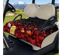 Wanyint Coprisedili universali per golf cart EZGO Club Car, morbidi cuscini per sedile pieghevole come una borsa per un facile trasporto, tutte le stagioni, San Valentino, nero rosso cuore note