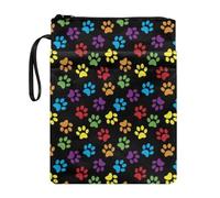 Wanyint Custodia per libri in tessuto lavabile con cerniera, 29 x 22 cm, per amanti dei libri, compagni di classe, migliori amici, zampa colorata nera