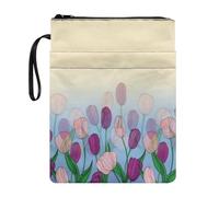 Wanyint Custodia per libri in tessuto lavabile con cerniera, 29 x 22 cm, per amanti dei libri, compagni di classe, migliori amici, sfumatura tulipano