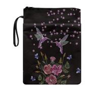 Wanyint Custodia per libri in tessuto lavabile con cerniera, 29 x 22 cm, per amanti dei libri, compagni di classe, migliori amici, colibrì, farfalla, rosa