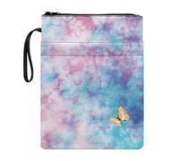 Wanyint Custodia per libri leggera con cerniera, lavabile, in tessuto, 29 x 21 cm, per gli amanti dei libri, farfalla rosa viola tie dye