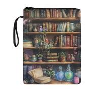 Wanyint Custodia protettiva per libri per ragazze, con cerniera e tasca frontale, per bibliotecari di biblioteche, donne e ragazze, 29 x 21 cm, stampa libreria
