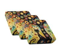 Wanyint Fodera per cuscino per divano elasticizzata, lavabile in lavatrice, rimane in posizione, decorazione per la casa per cani, gatti, gatto nero, albero astratto, colorato