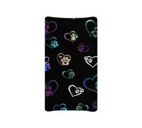 Wanyint Neultral - Copertura per fasciatoio in mussola con stampa di impronte di cuore e zampe, unisex, morbida, per bambini e bambine, adatta per materassino sagomato da 81,3 x 40,6 cm