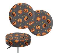 Wanyint Pumpkin Star - Coprisedia rotondo per sgabello da bar, 33-38 cm, elasticizzato, lavabile, per bagno, decorazione per la casa, 2 pezzi