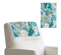 Wanyint Set di 2 coperture per poggiatesta reclinabile in finta pelle, con retro adesivo con gancio e cinghie ad anello, per soggiorno, 43 x 68 cm, marmo, color foglia di tè, oro