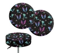 Wanyint Set di 2 coprisedili rotondi elasticizzati per sgabelli da bar, motivo ragnatela, per sedie da 33-38 cm, decorazione per la casa di Halloween