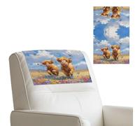 Wanyint Set di 3 coperture per poggiatesta per sedia reclinabile, in pelle ecologica in poliuretano, impermeabile, con cinghie in , protezione per mobili da teatro, 43 x 68 cm, motivo floreale con