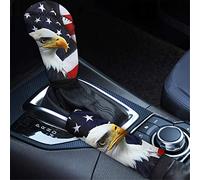 Wanyint - Set di copri pomello del cambio con bandiera americana, per freno a mano, accessorio per interni auto, facile da installare per SUV, camion, furgoni Sedsn