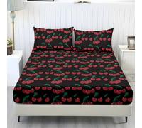 Wanyint Set di lenzuola, 3 pezzi, per letto king size, comodo, facile da pulire, di lunga durata, per letto king size, da donna, nero ciliegia