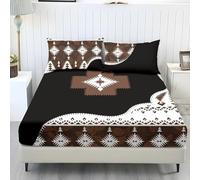 Wanyint Set di lenzuola per letto king size, 3 pezzi, comodo, facile da pulire, di lunga durata, per letto king size, da donna, nero e marrone