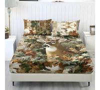 Wanyint Set di lenzuola per letto super king size, con lenzuolo con angoli, comodo, resistente allo sbiadimento, con elastico tutto intorno, rimane in posizione per decorare la casa, cervi mimetici