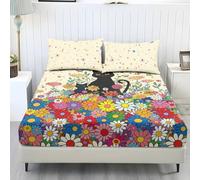 Wanyint Set di lenzuola per letto super king size, con lenzuolo con angoli elasticizzati, comodo, resistente allo sbiadimento, con federe, con elastico tutto intorno, rimane in posizione per decorare